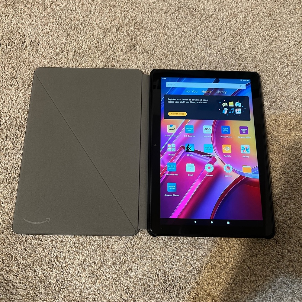 Amazon Fire HD 10 Tablet with Black and Gray Cover